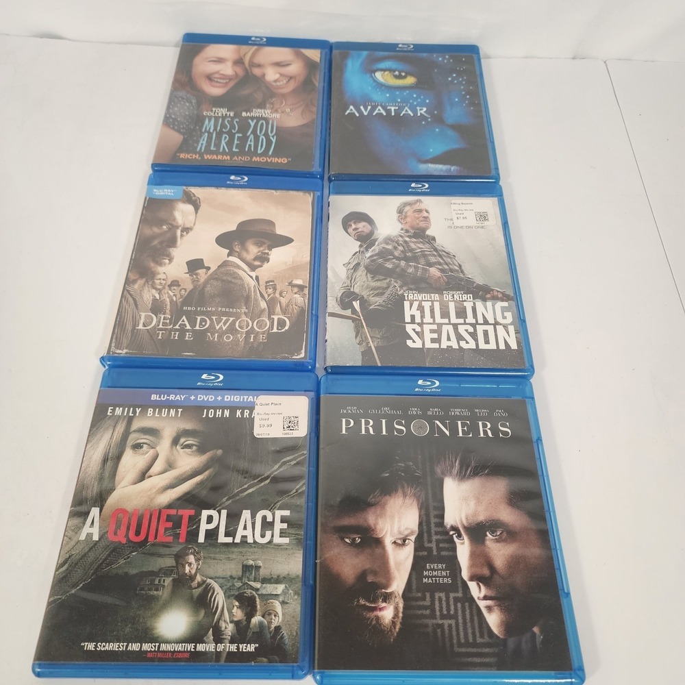 6 Blu-ray Movie Lot Avatar Prisoners‎ A Quiet Place Deadwood Killing Season